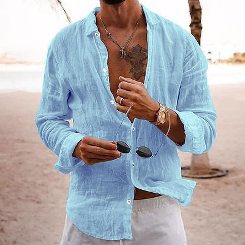 Chemise homme unie | col revers  manches longues