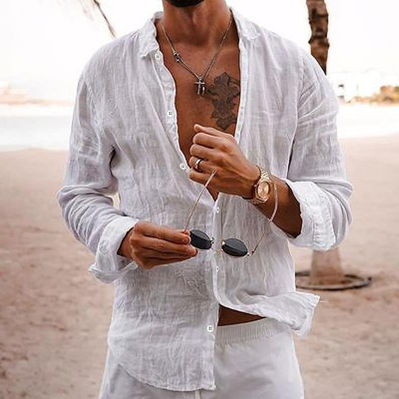 Chemise homme unie | col revers  manches longues
