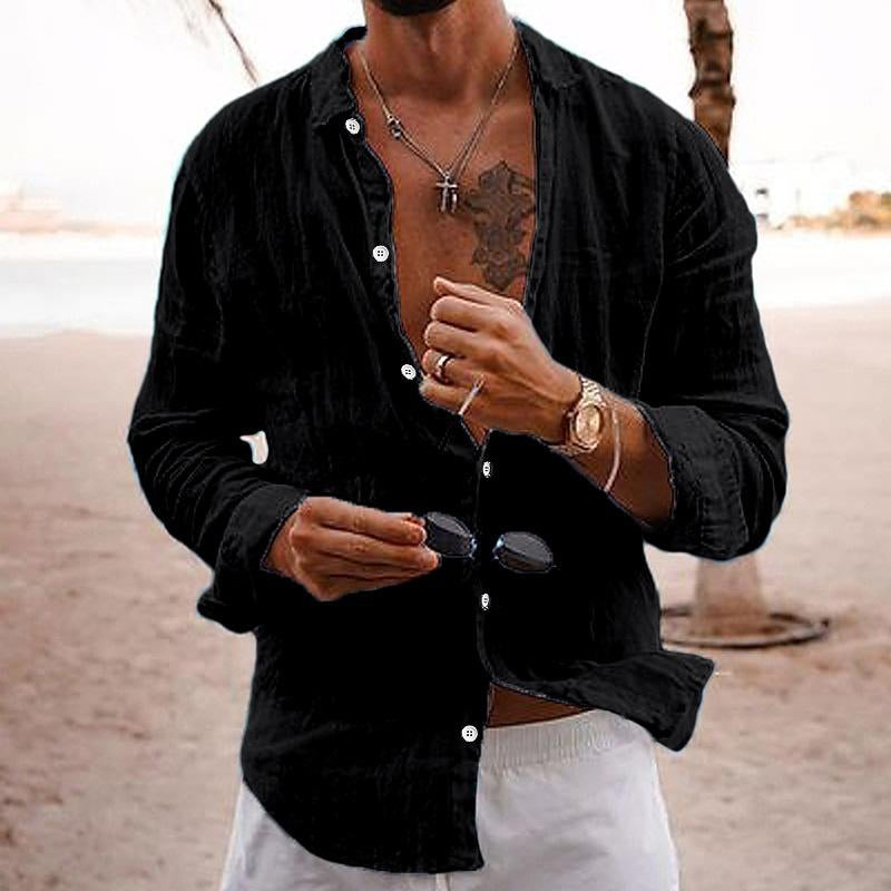 Chemise homme unie | col revers  manches longues