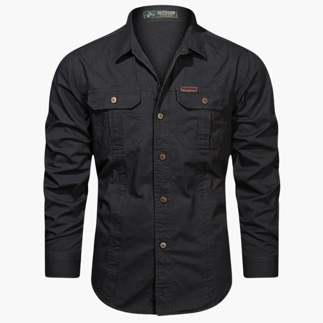 Chemise cargo homme | Poches multiples, coupe décontractée | Manches longues, style utilitaire