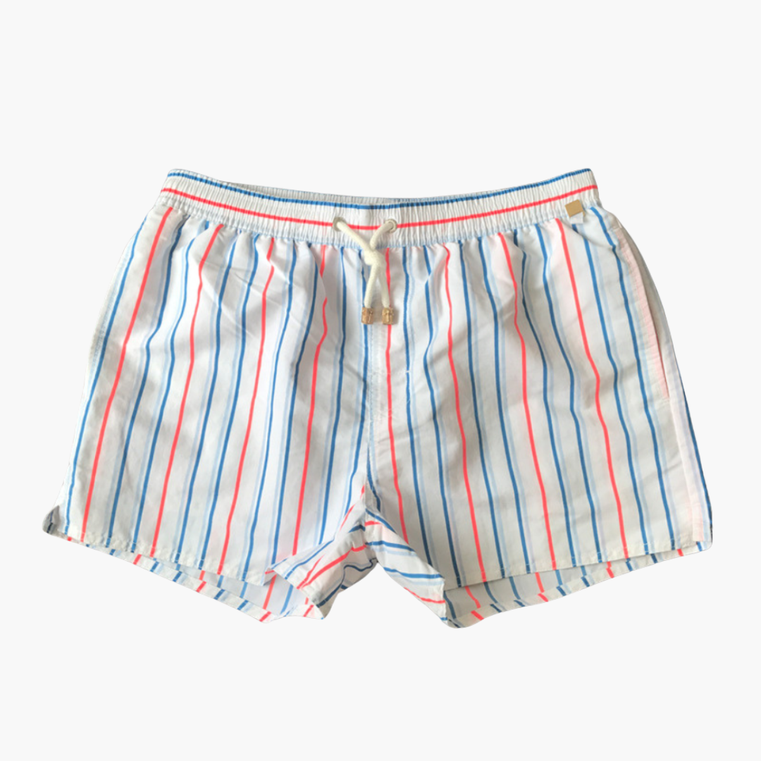 Short de bain homme à rayures en polyester à séchage rapide avec doublure en maille