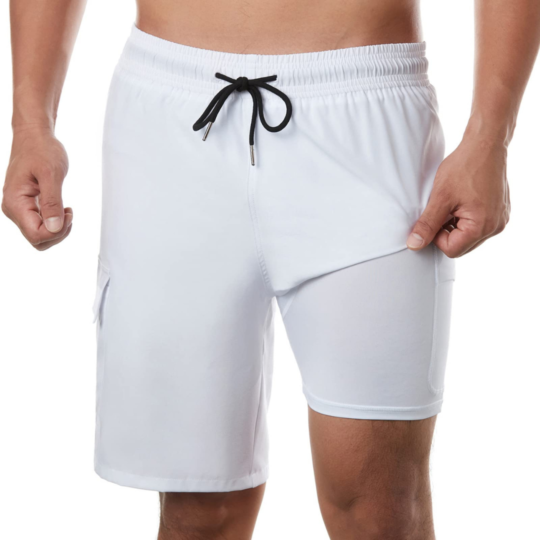 Calções de banho para homens com bolsos laterais