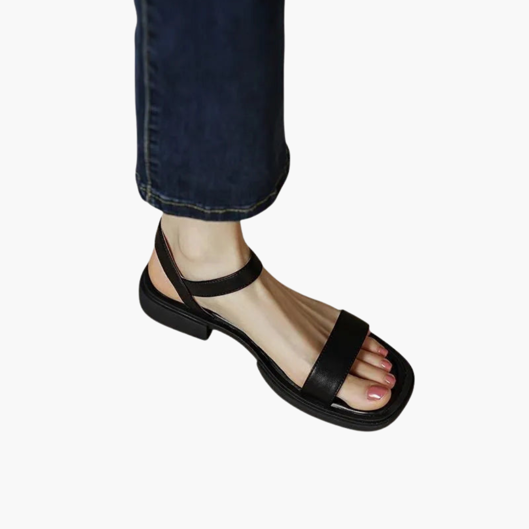 Femmes Sandales orthopédiques en cuir avec talon bloc