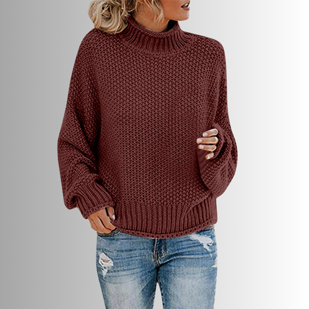 Pull Femme Col Montant En Maille Douce | Haut Élégant Pour L’Automne Et L’Hiver
