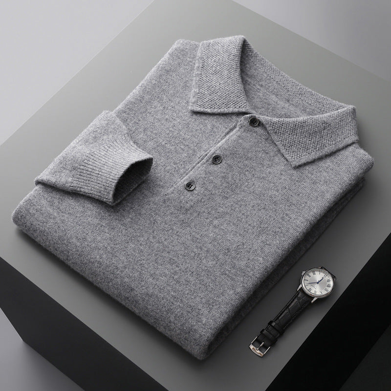 Polo homme manches longues | Col polo classique, patte trois boutons | Chaleur légère pour hiver et mi saison