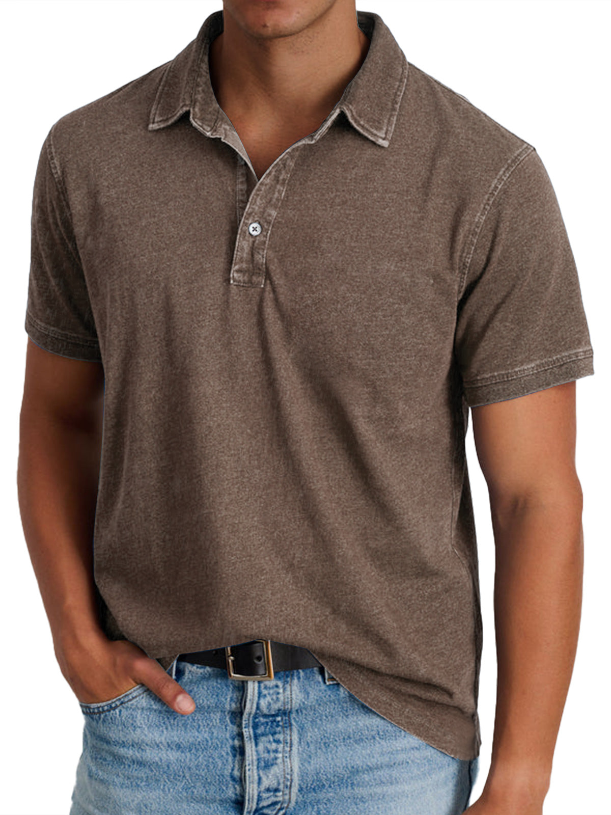 Polo homme col V | Léger et respirant, boutons discrets | Nombreux coloris, tailles S à XXXL