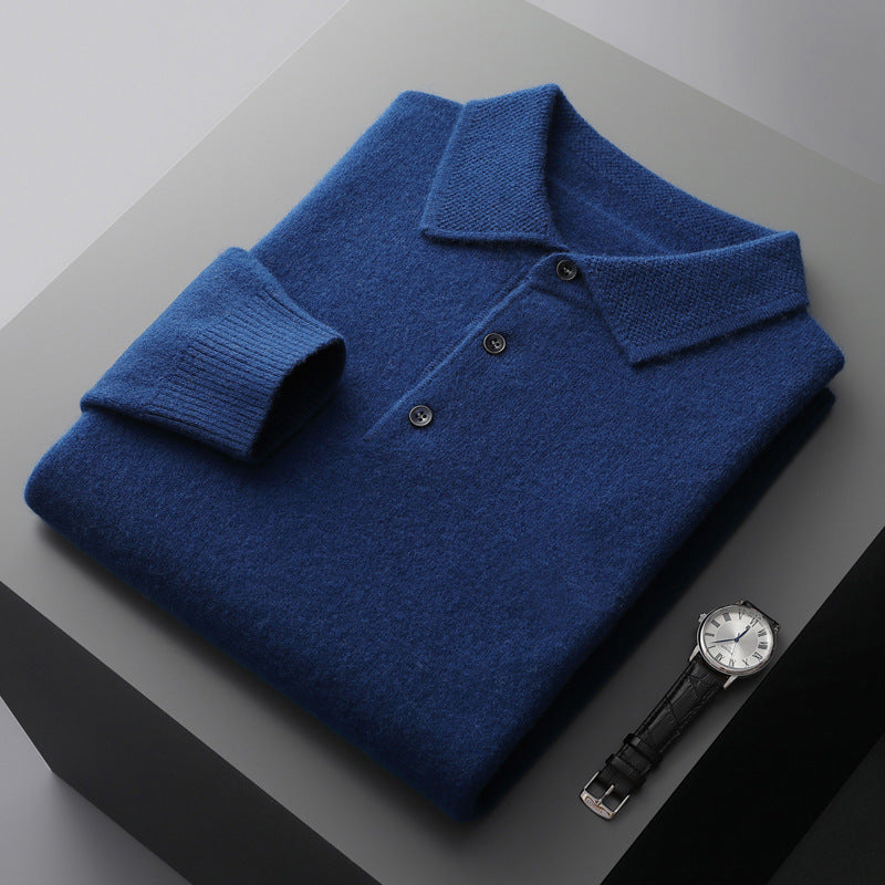 Polo homme manches longues | Col polo classique, patte trois boutons | Chaleur légère pour hiver et mi saison