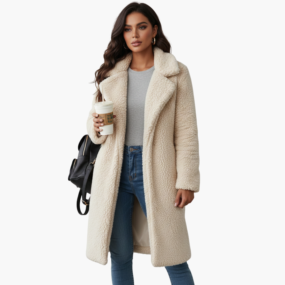 Veste longue femme avec large revers