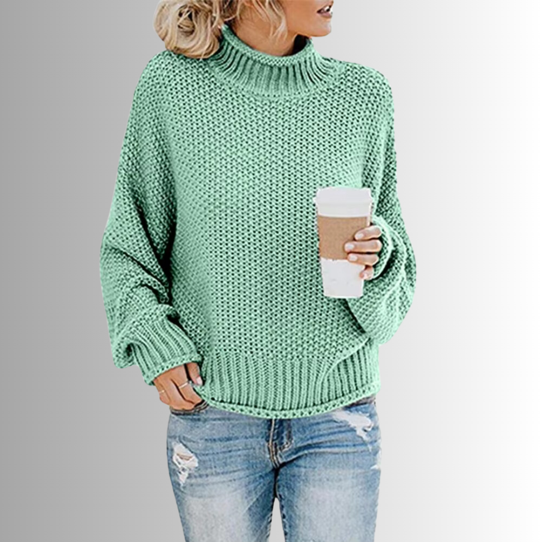 Pull Femme Col Montant En Maille Douce | Haut Élégant Pour L’Automne Et L’Hiver