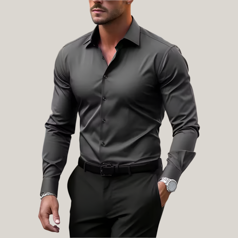 Chemise homme slim fit manches longues, tissu extensible respirant