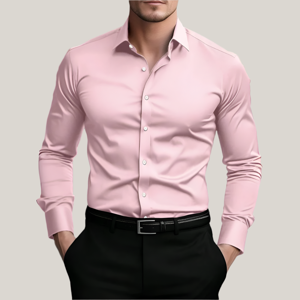 Chemise homme slim fit manches longues, tissu extensible respirant