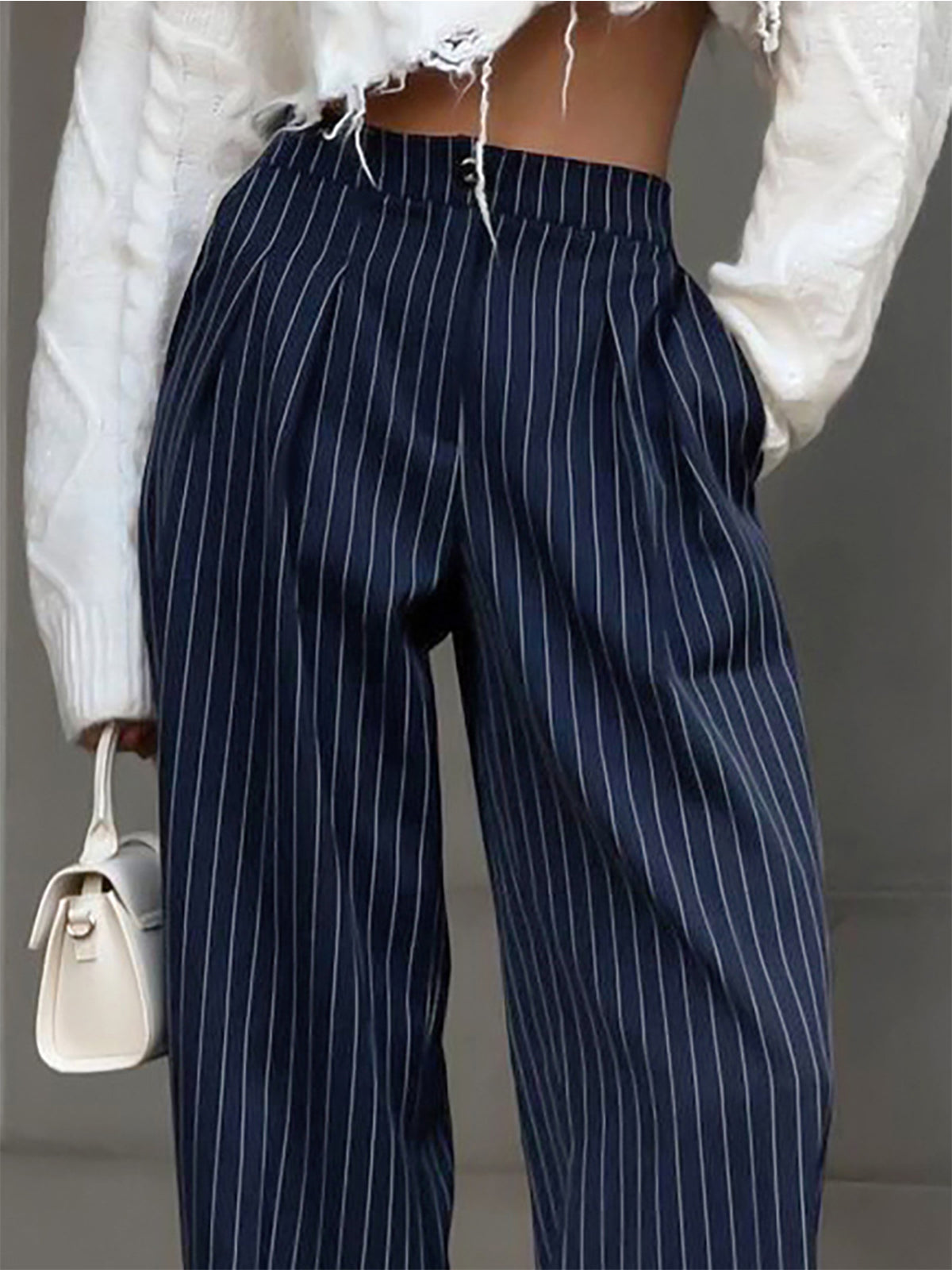 Pantalon femme à rayures chic | Coupe fluide et style élégant pour bureau et loisirs