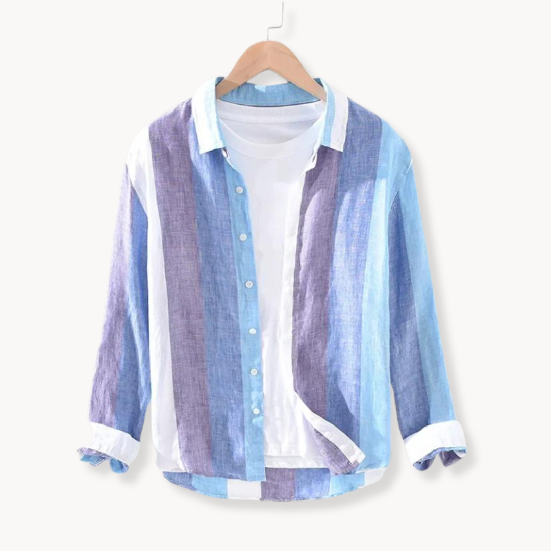 Chemise homme Seascape à rayures | Coupe légère, col classique, boutonnage intégral | Style estival, couleurs vives