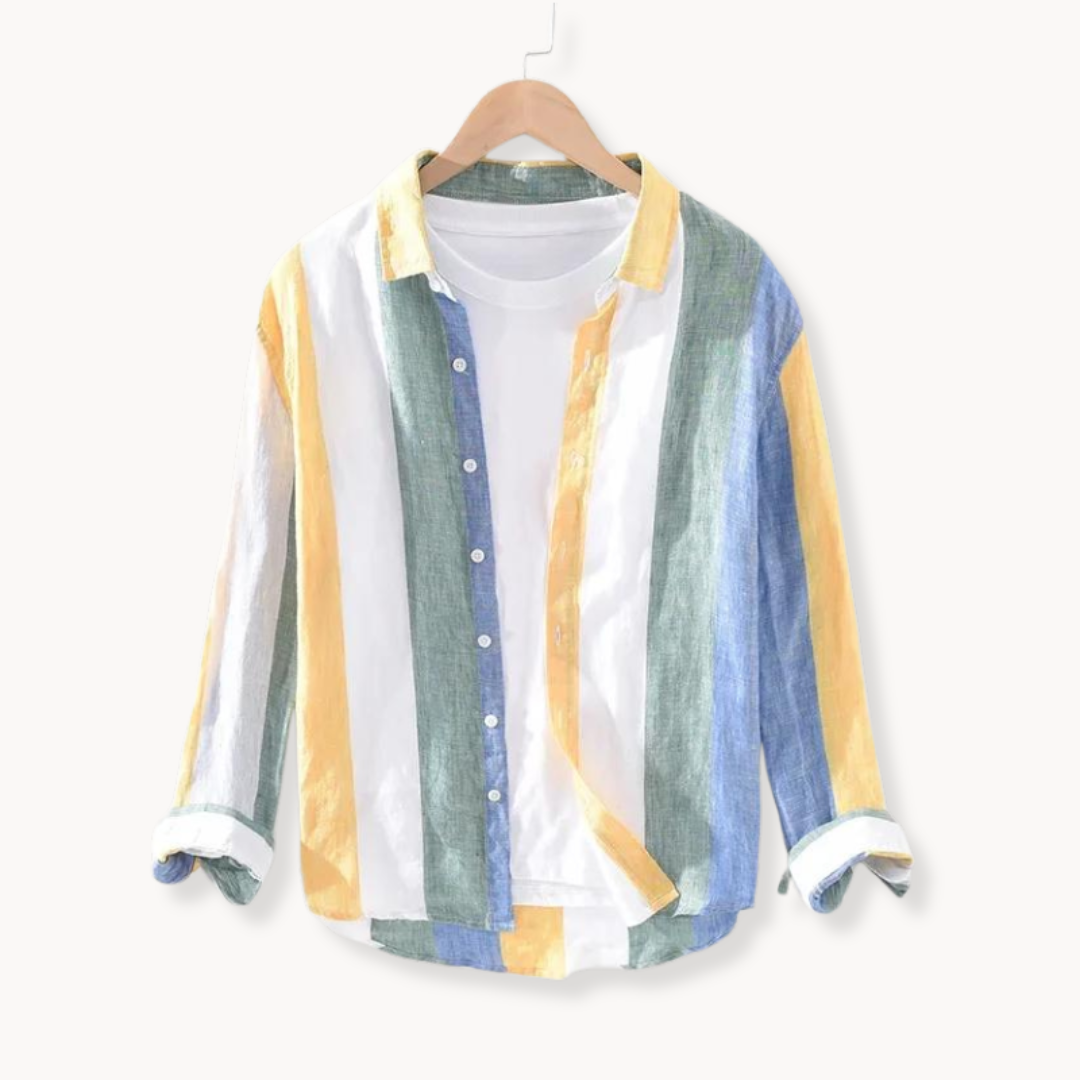 Chemise homme Seascape à rayures | Coupe légère, col classique, boutonnage intégral | Style estival, couleurs vives