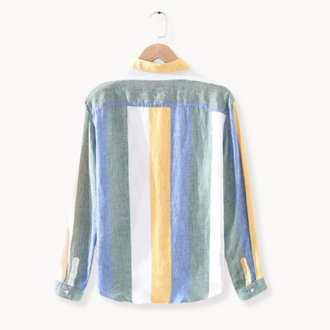 Chemise homme Seascape à rayures | Coupe légère, col classique, boutonnage intégral | Style estival, couleurs vives