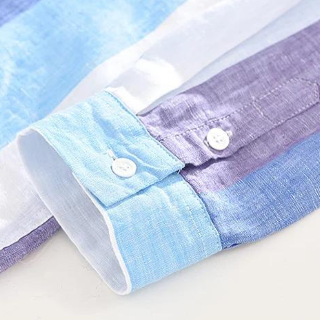 Chemise homme Seascape à rayures | Coupe légère, col classique, boutonnage intégral | Style estival, couleurs vives