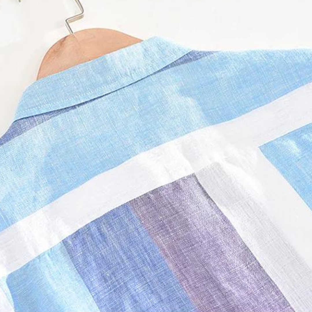 Chemise homme Seascape à rayures | Coupe légère, col classique, boutonnage intégral | Style estival, couleurs vives