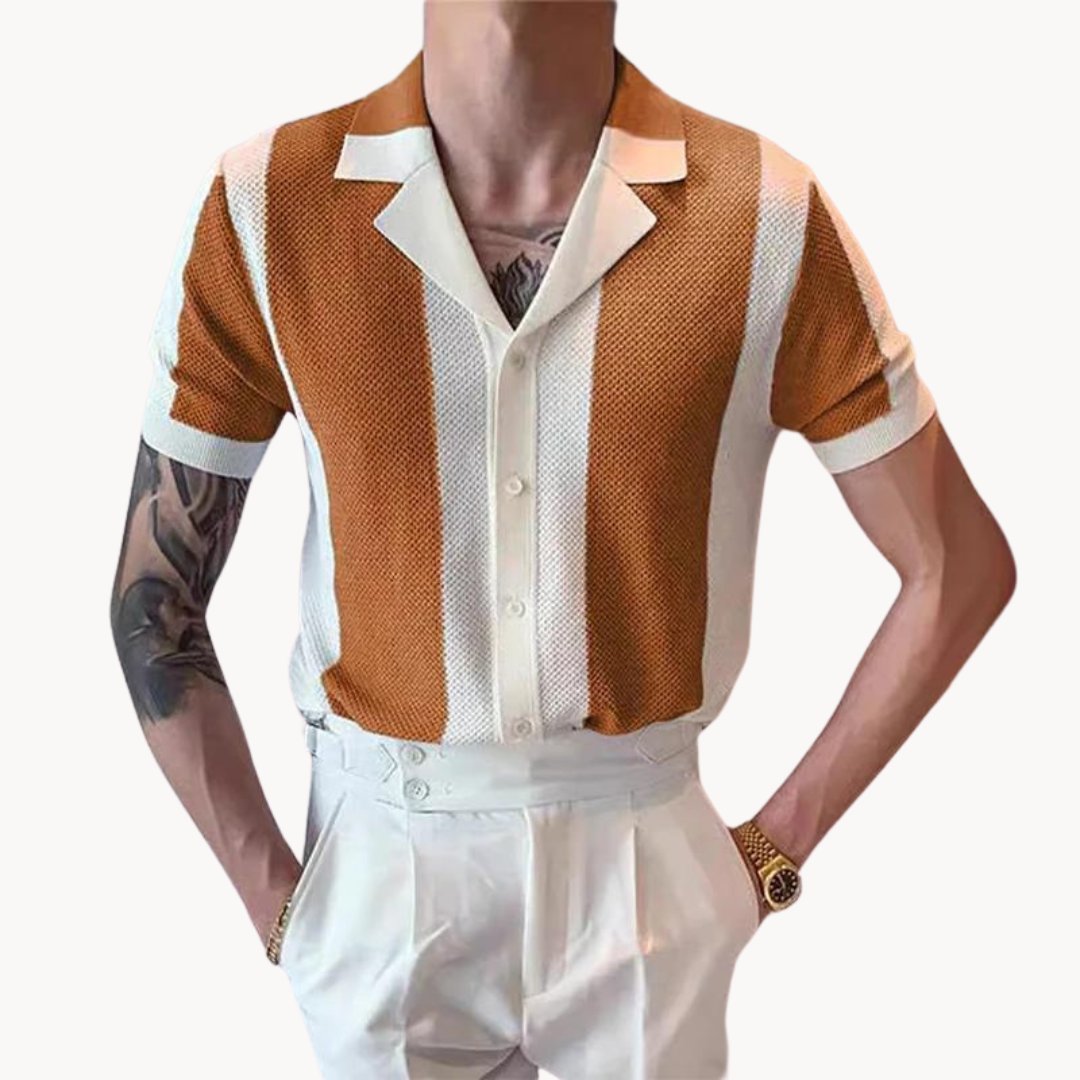 Chemise homme Mariner à rayures | Coupe décontractée, col classique | Boutonnage intégral, style estival respirant