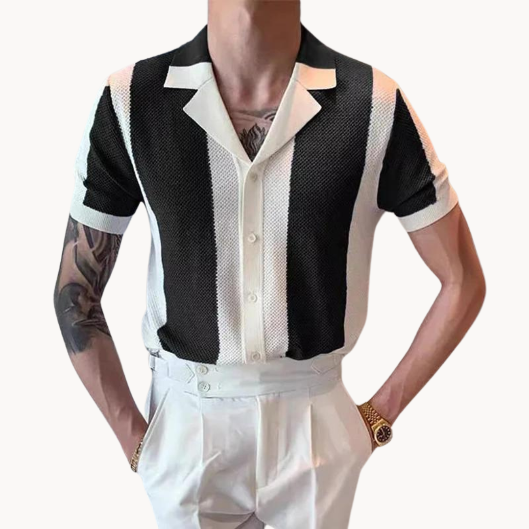Chemise homme Mariner à rayures | Coupe décontractée, col classique | Boutonnage intégral, style estival respirant