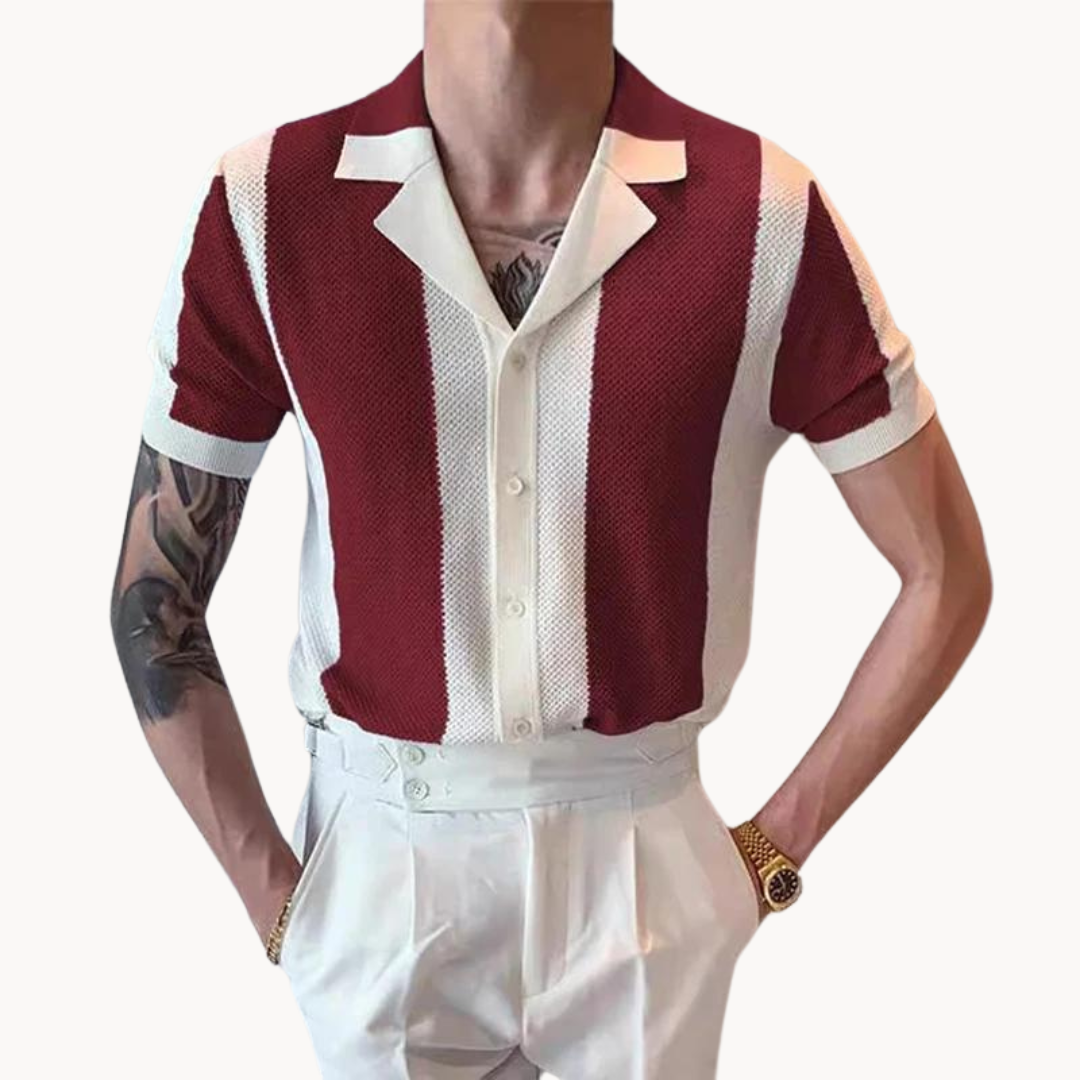 Chemise homme Mariner à rayures | Coupe décontractée, col classique | Boutonnage intégral, style estival respirant