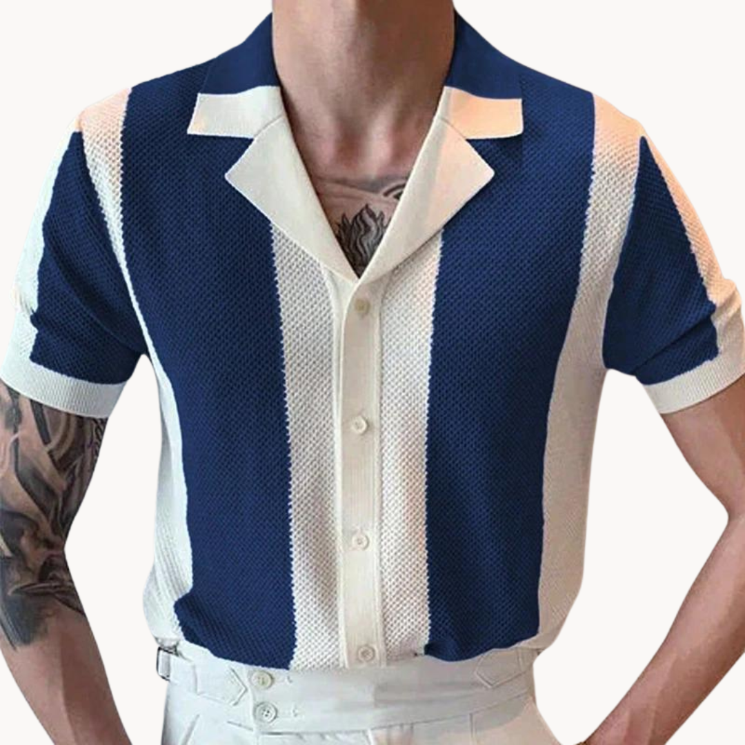 Chemise homme Mariner à rayures | Coupe décontractée, col classique | Boutonnage intégral, style estival respirant