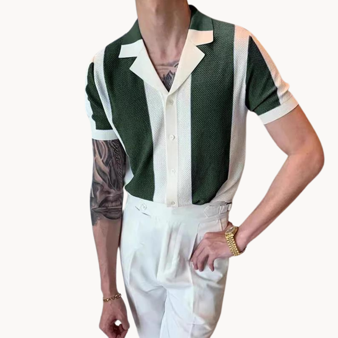Chemise homme Mariner à rayures | Coupe décontractée, col classique | Boutonnage intégral, style estival respirant