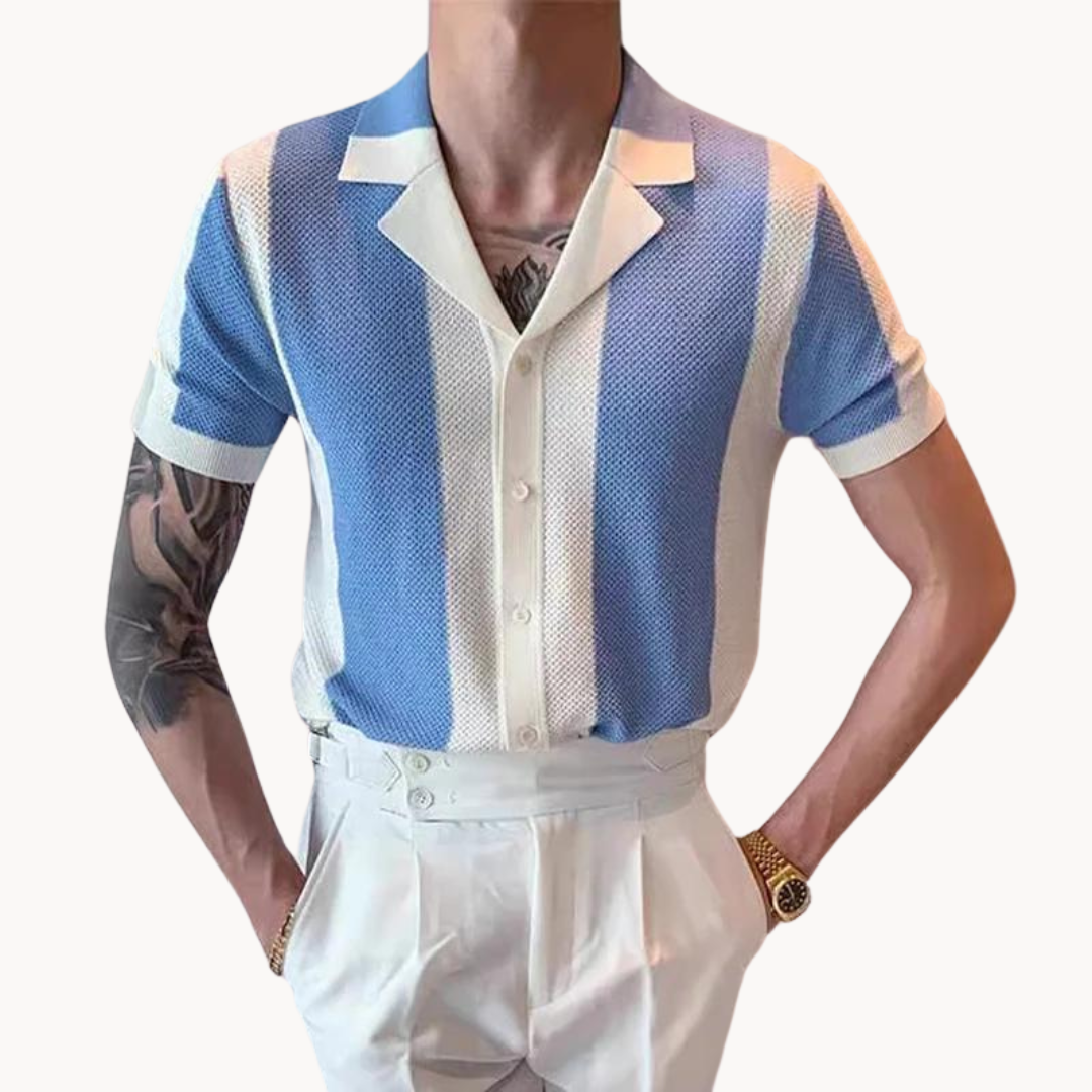 Chemise homme Mariner à rayures | Coupe décontractée, col classique | Boutonnage intégral, style estival respirant