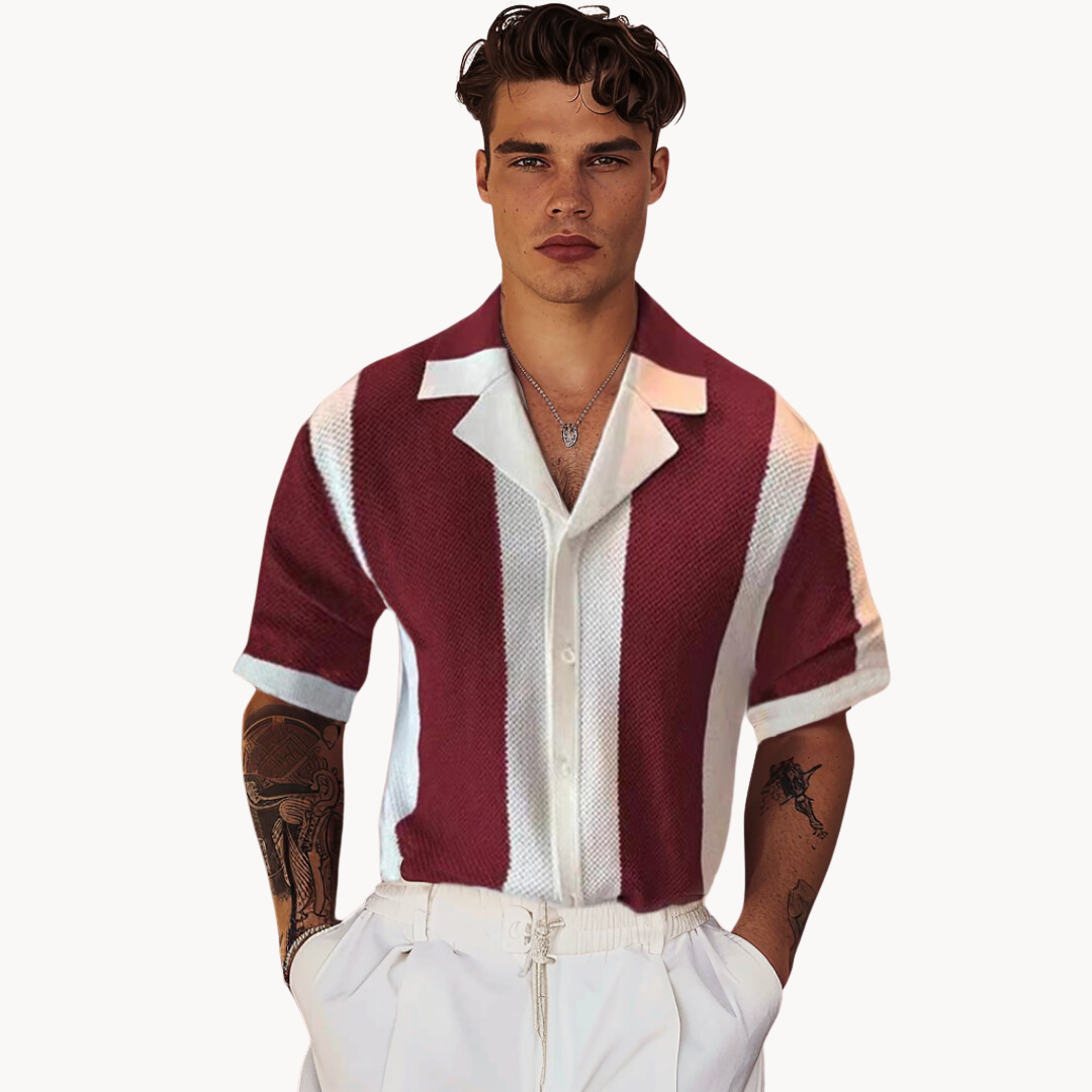 Chemise homme Mariner à rayures | Coupe décontractée, col classique | Boutonnage intégral, style estival respirant