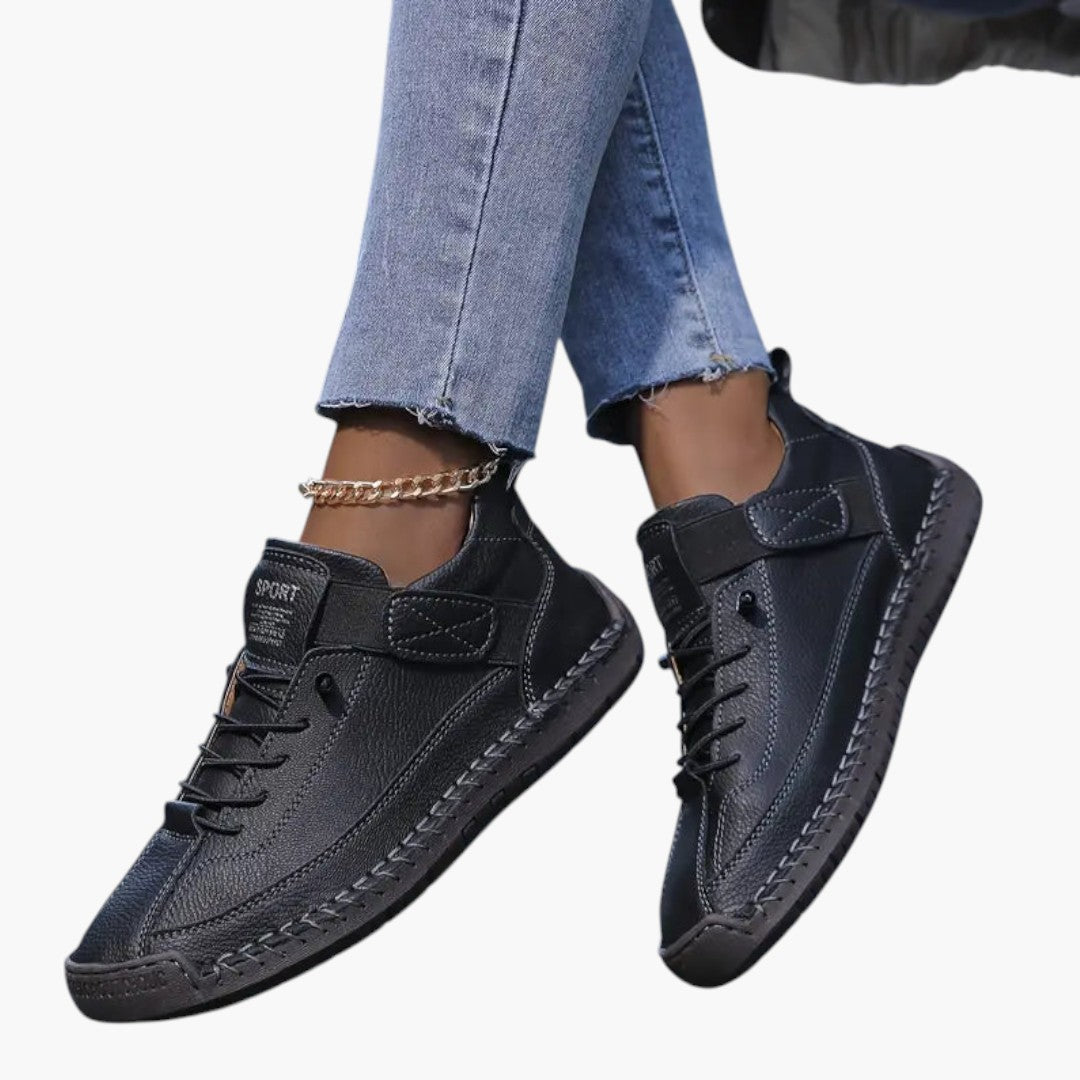 Komfortable damesneakers i åndbart læder med EVA-sål