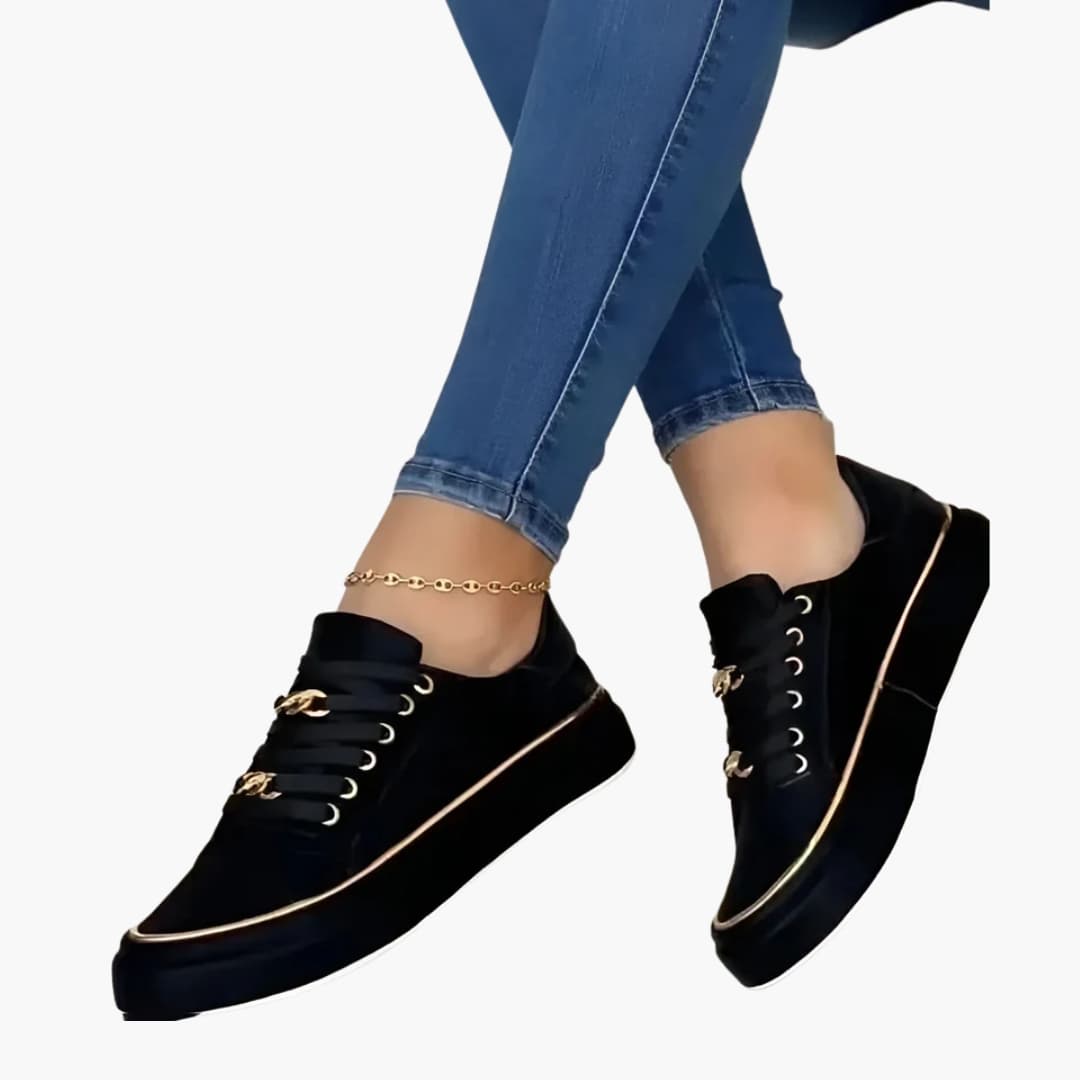 Baskets Femme à Lacets avec Détail Chaîne