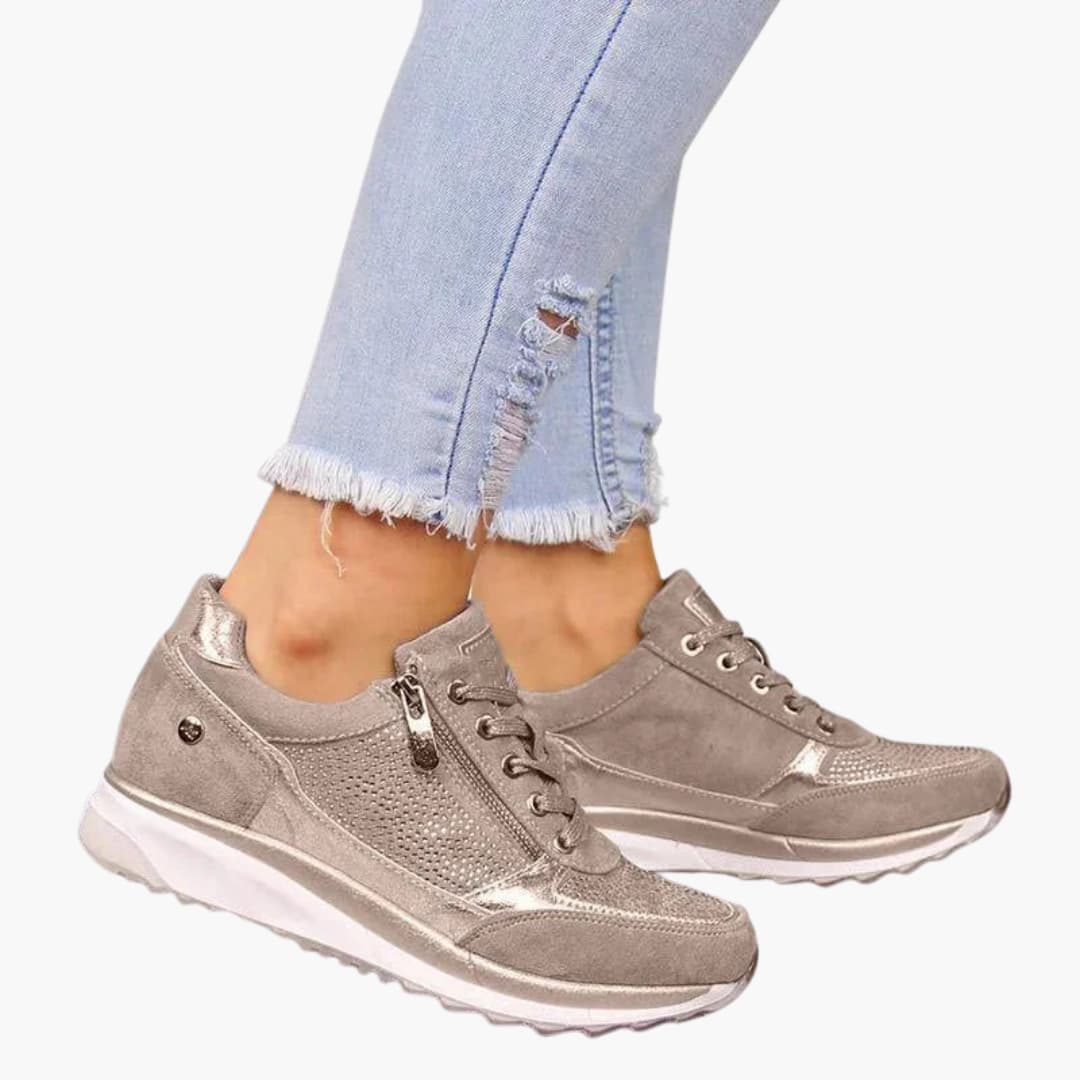 Baskets à lacets pour femme avec fermeture éclair latérale et semelle texturée