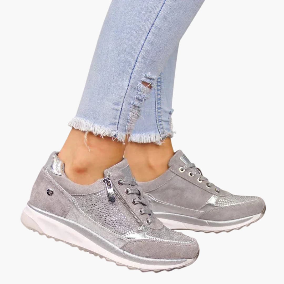 Baskets à lacets pour femme avec fermeture éclair latérale et semelle texturée