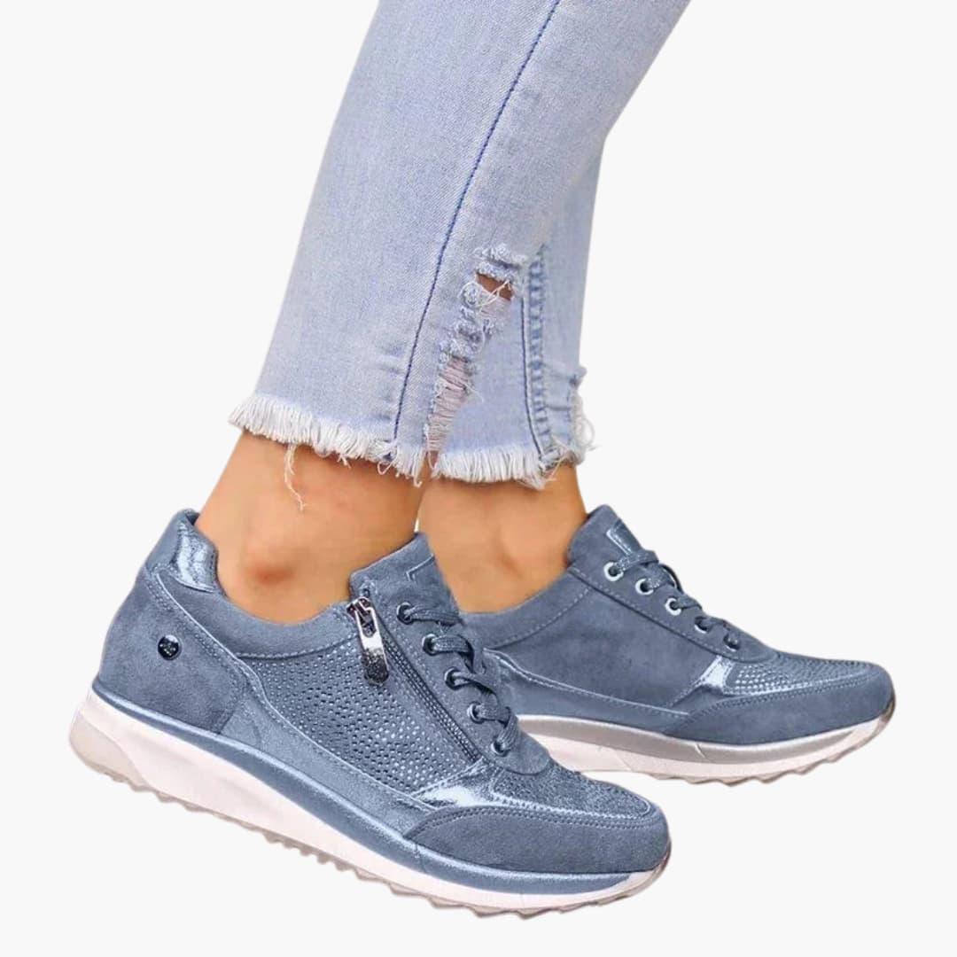 Baskets à lacets pour femme avec fermeture éclair latérale et semelle texturée
