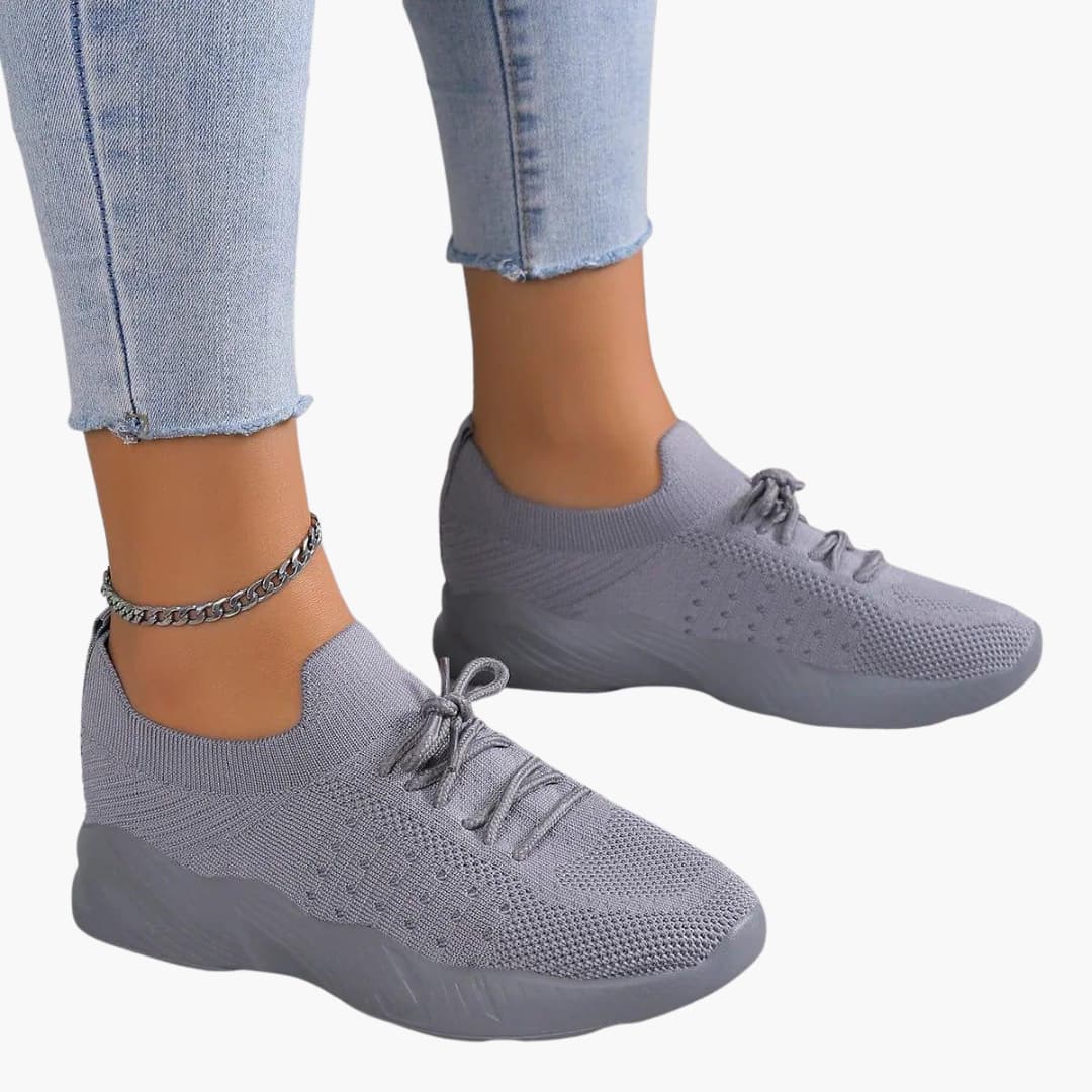 Baskets à lacets pour femmes avec tige en maille et semelle flexible