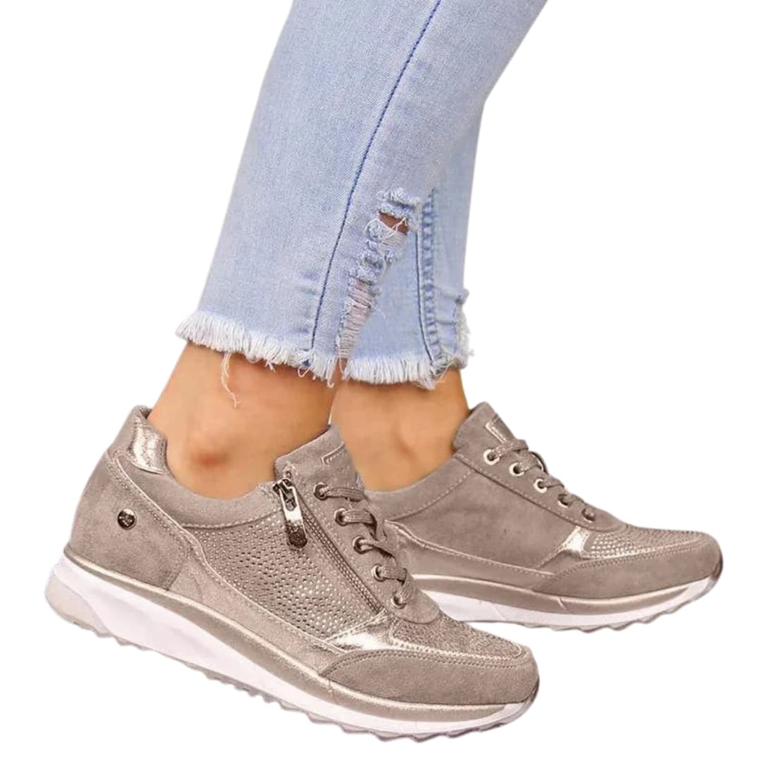 Baskets femme à lacets avec fermeture zippée latérale