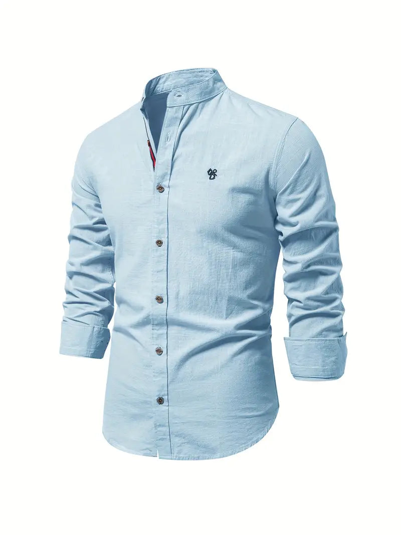 Chemise homme légère | Tissu respirant, coupe soignée | Col classique, boutonnage intégral, idéale printemps