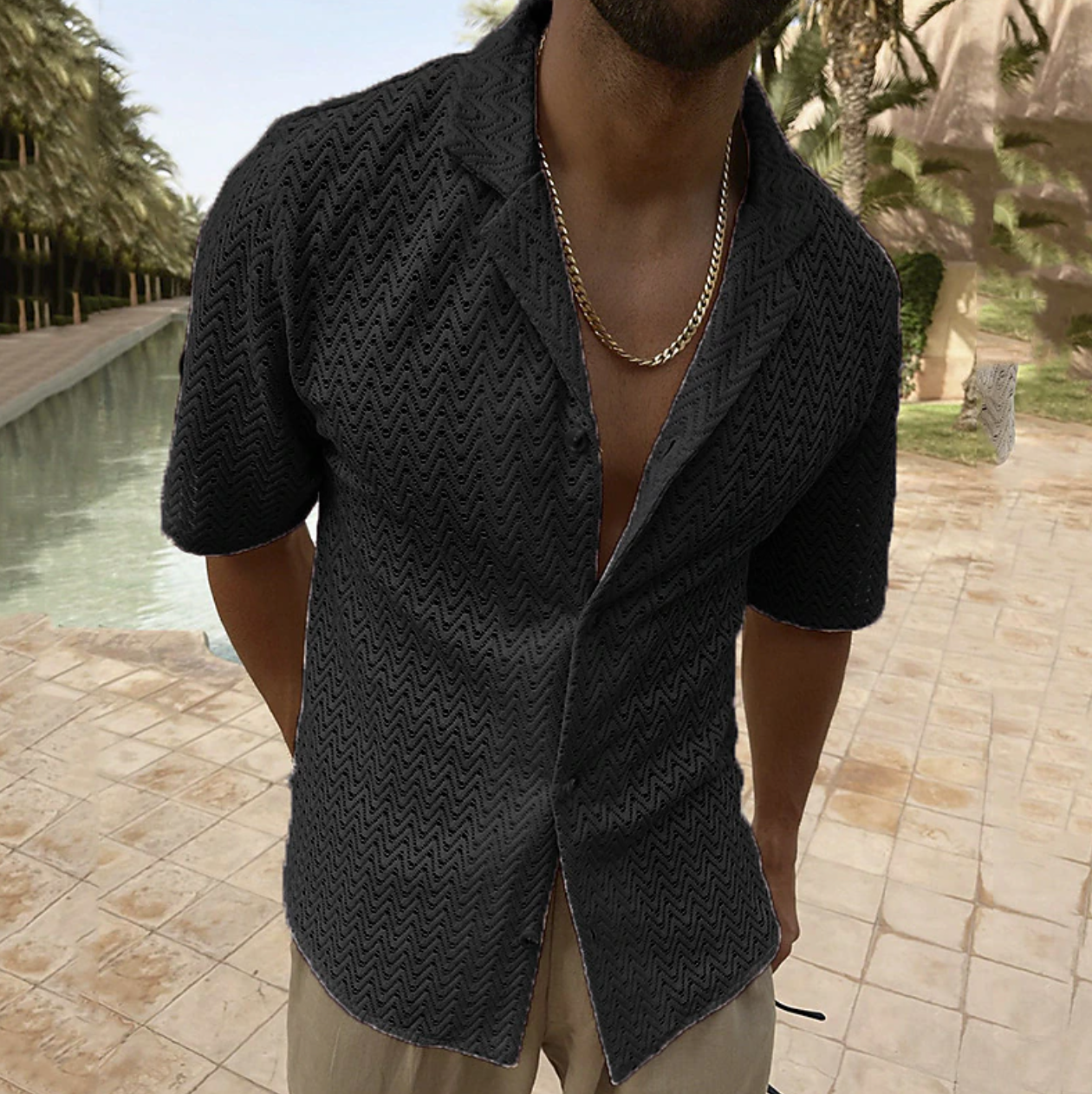 Chemise homme manches courtes coupe classique tissu respirant