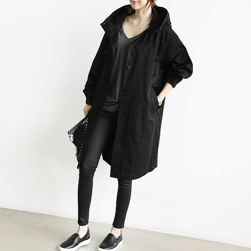 Trench femme | Manteau long déperlant et coupe-vent | Coupe moderne fluide, style chic polyvalent