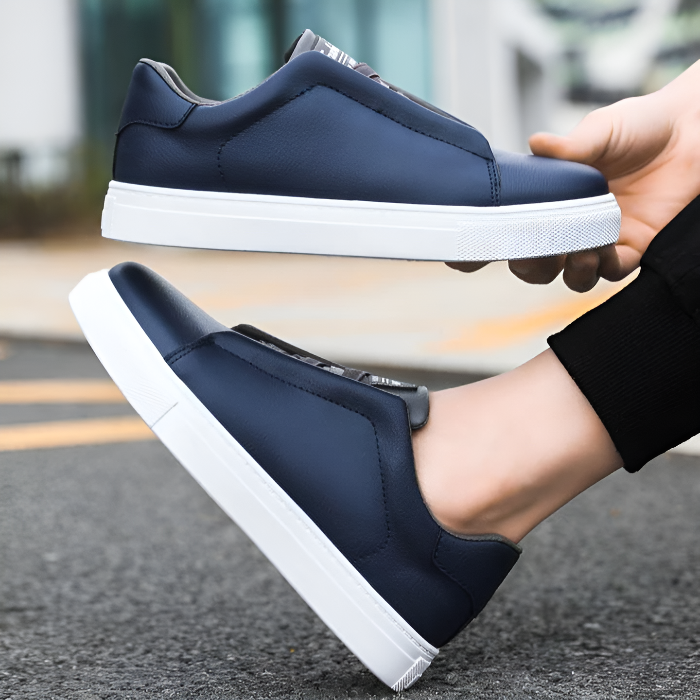 Baskets basses homme | À lacets, semelle à relief antidérapant | Style classique pour le quotidien