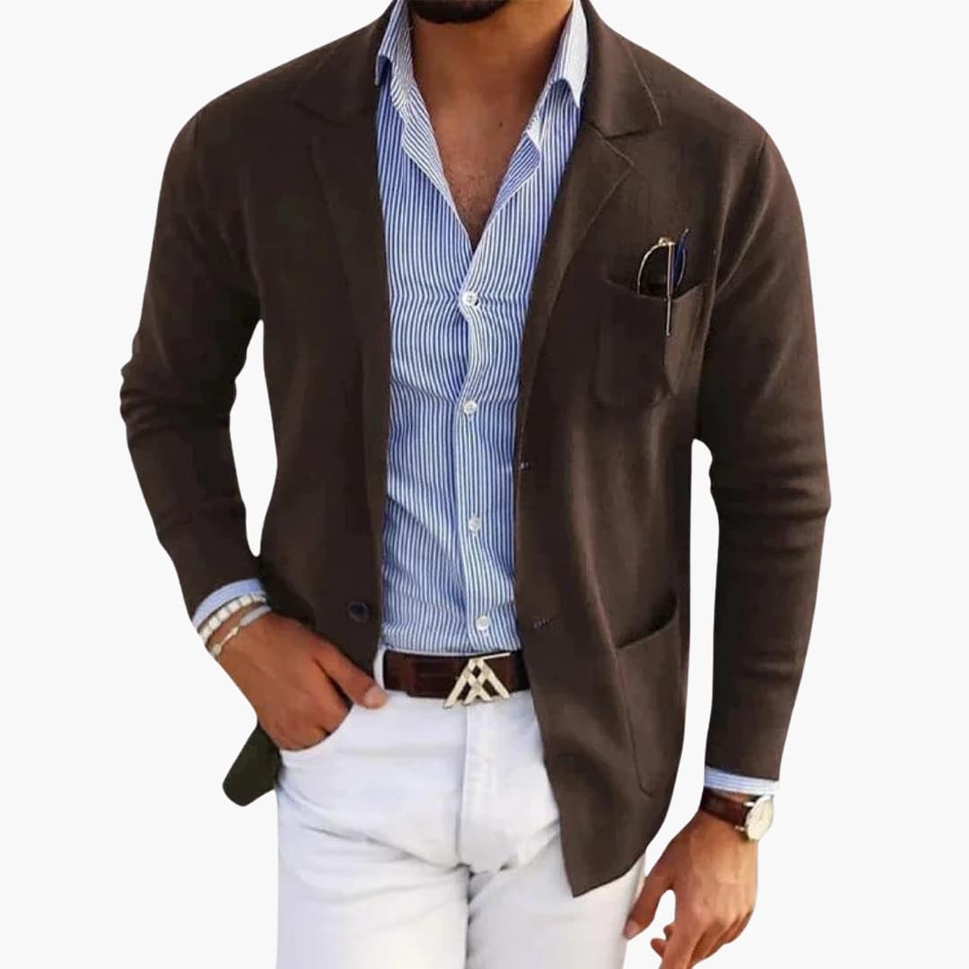 Blazer Cardigan Homme avec Col à Revers