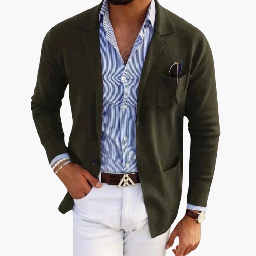 Blazer Cardigan Homme avec Poches Plaquées