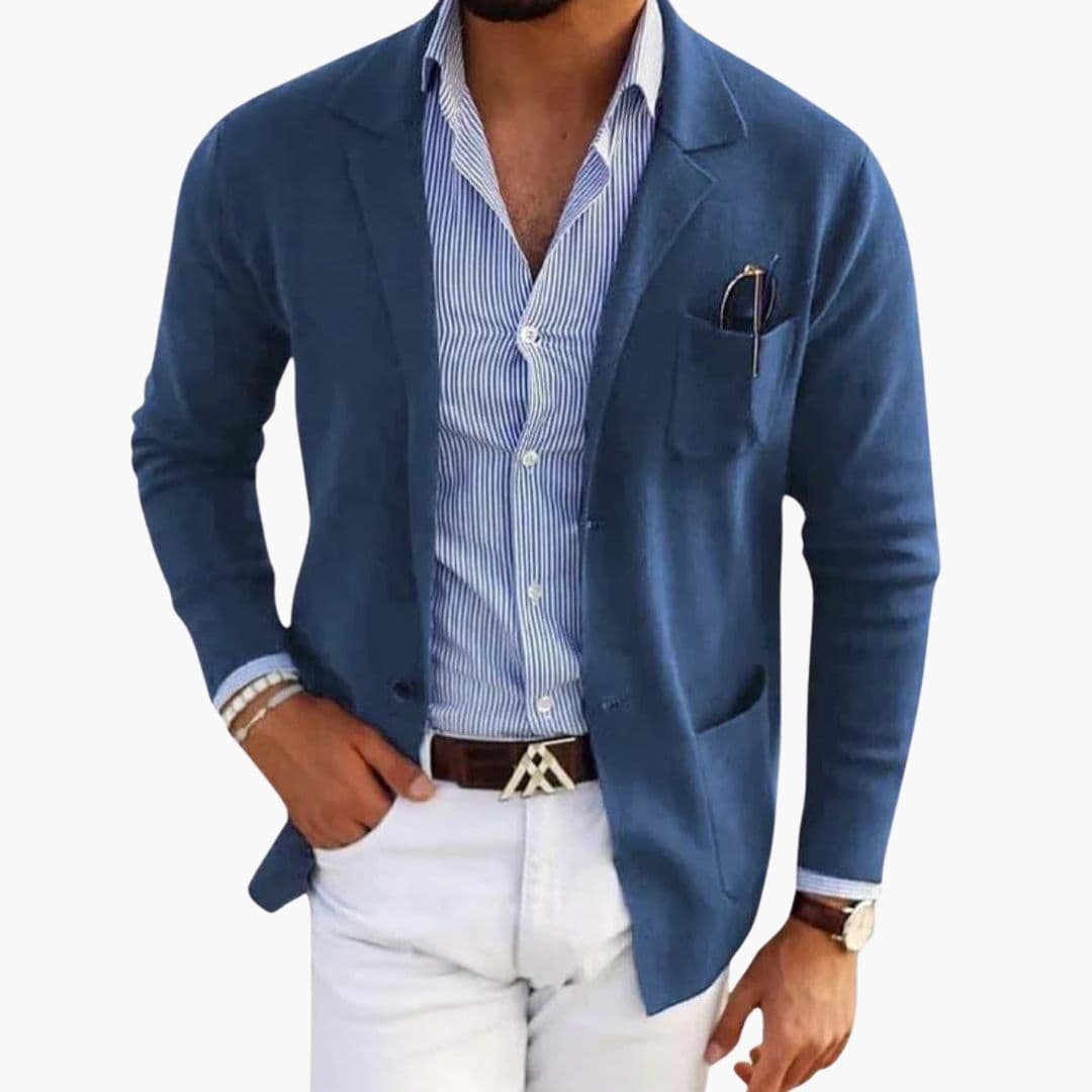 Blazer Cardigan Homme avec Poches Plaquées