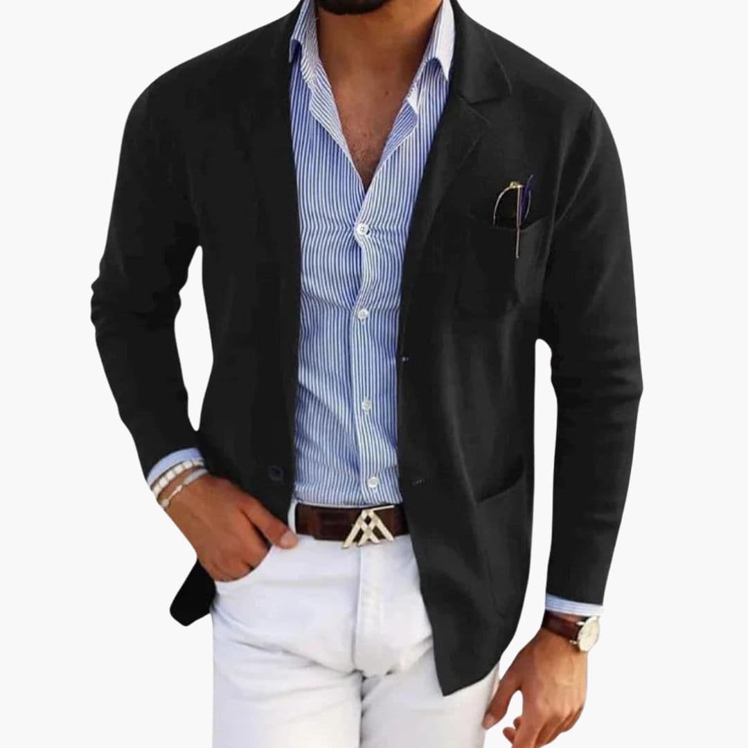 Blazer Cardigan Homme avec Poches Plaquées