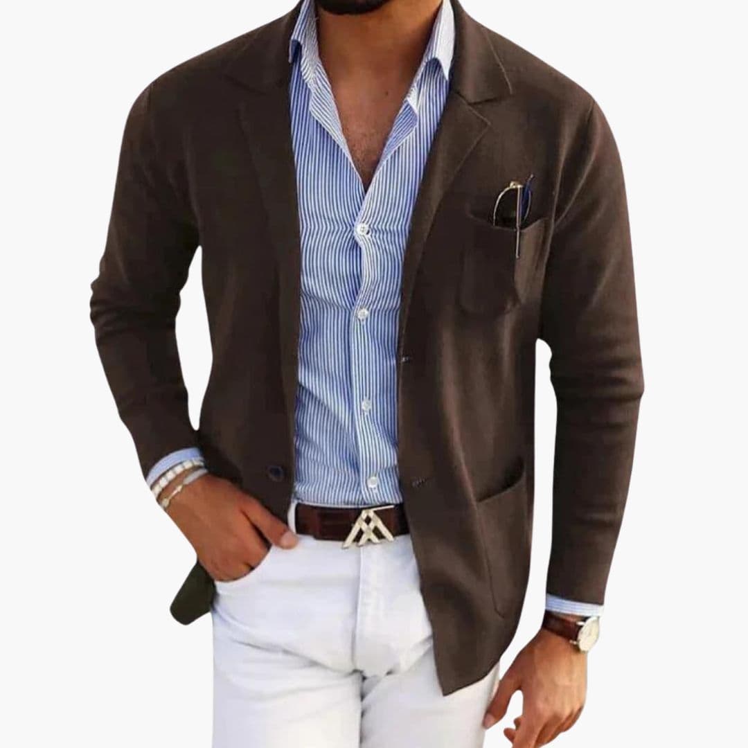 Blazer Cardigan Homme avec Poches Plaquées