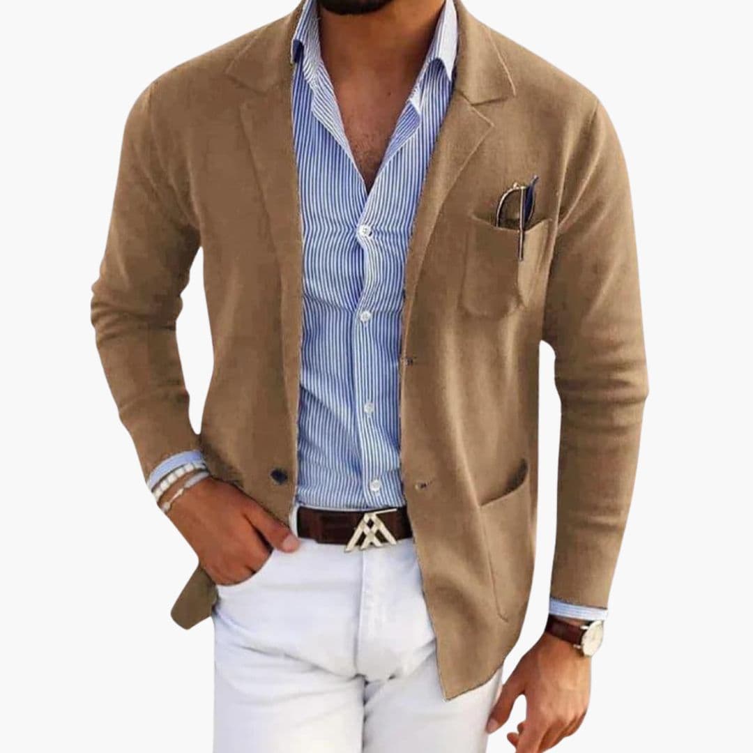 Blazer Cardigan Homme avec Poches Plaquées