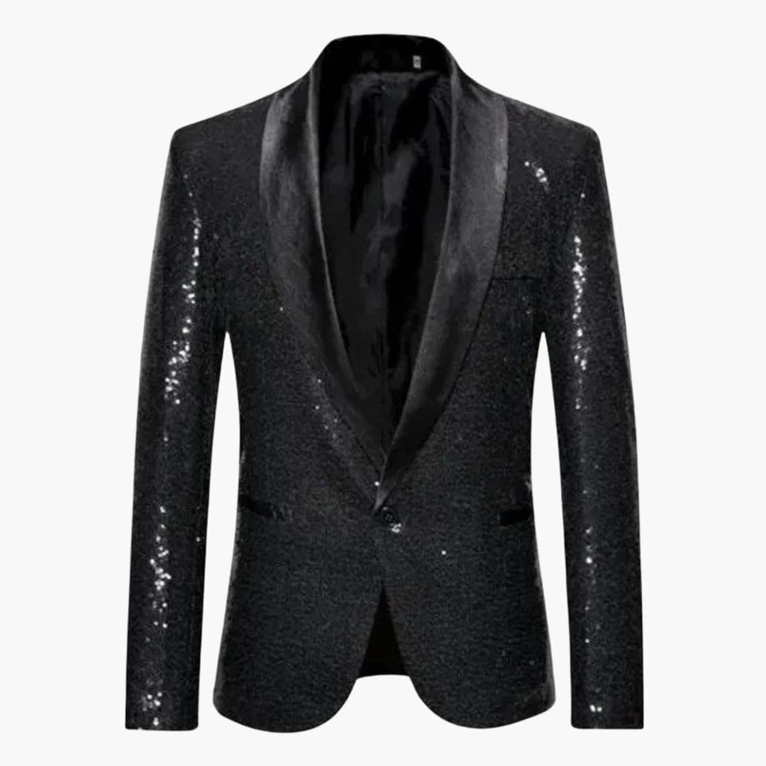 Blazer Homme Habillé à Sequins avec Col Châle