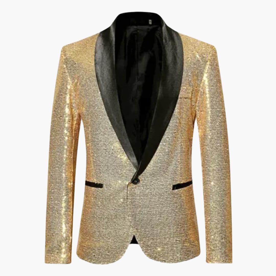 Blazer Homme Habillé à Sequins avec Col Châle