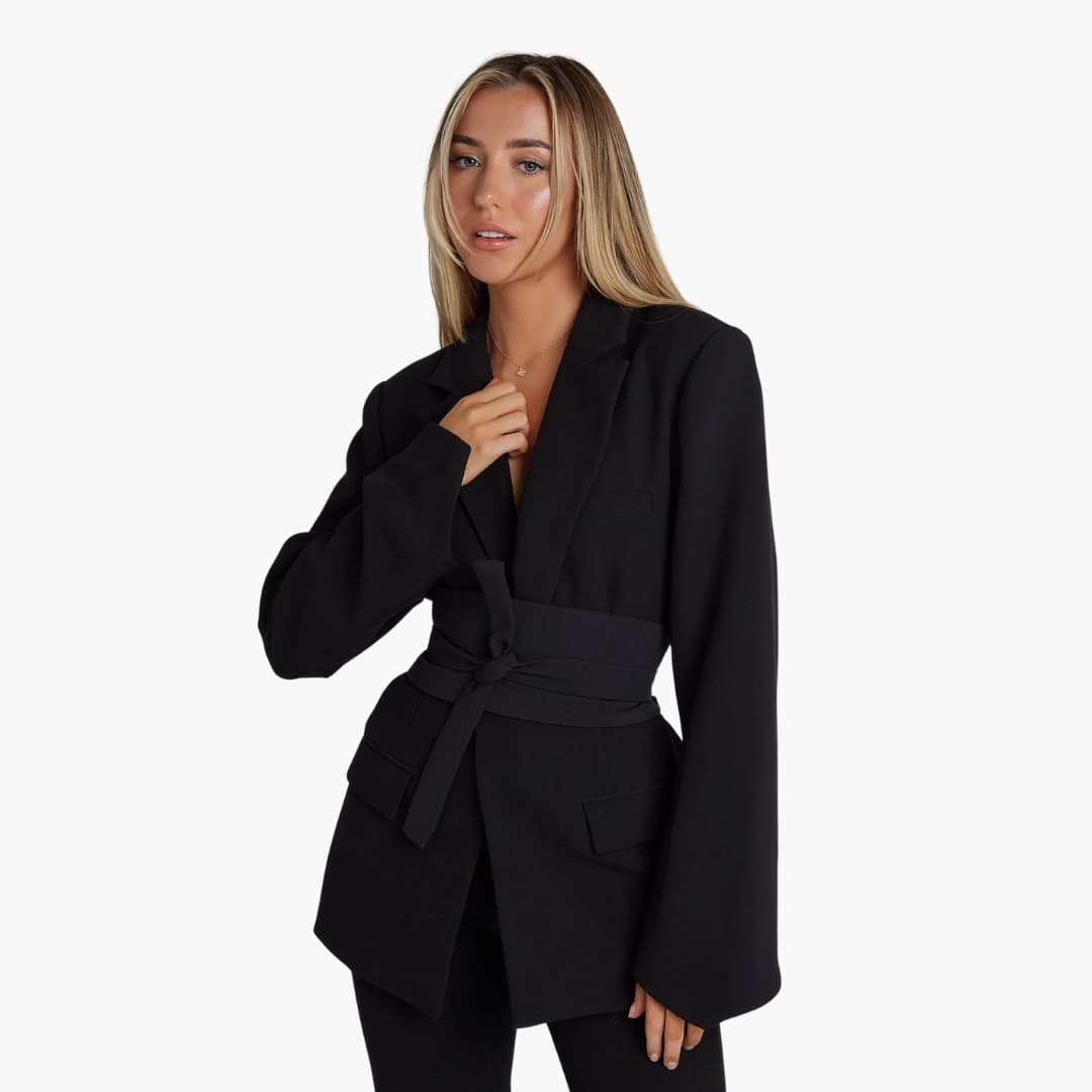 Blazer femme avec ceinture et manches longues