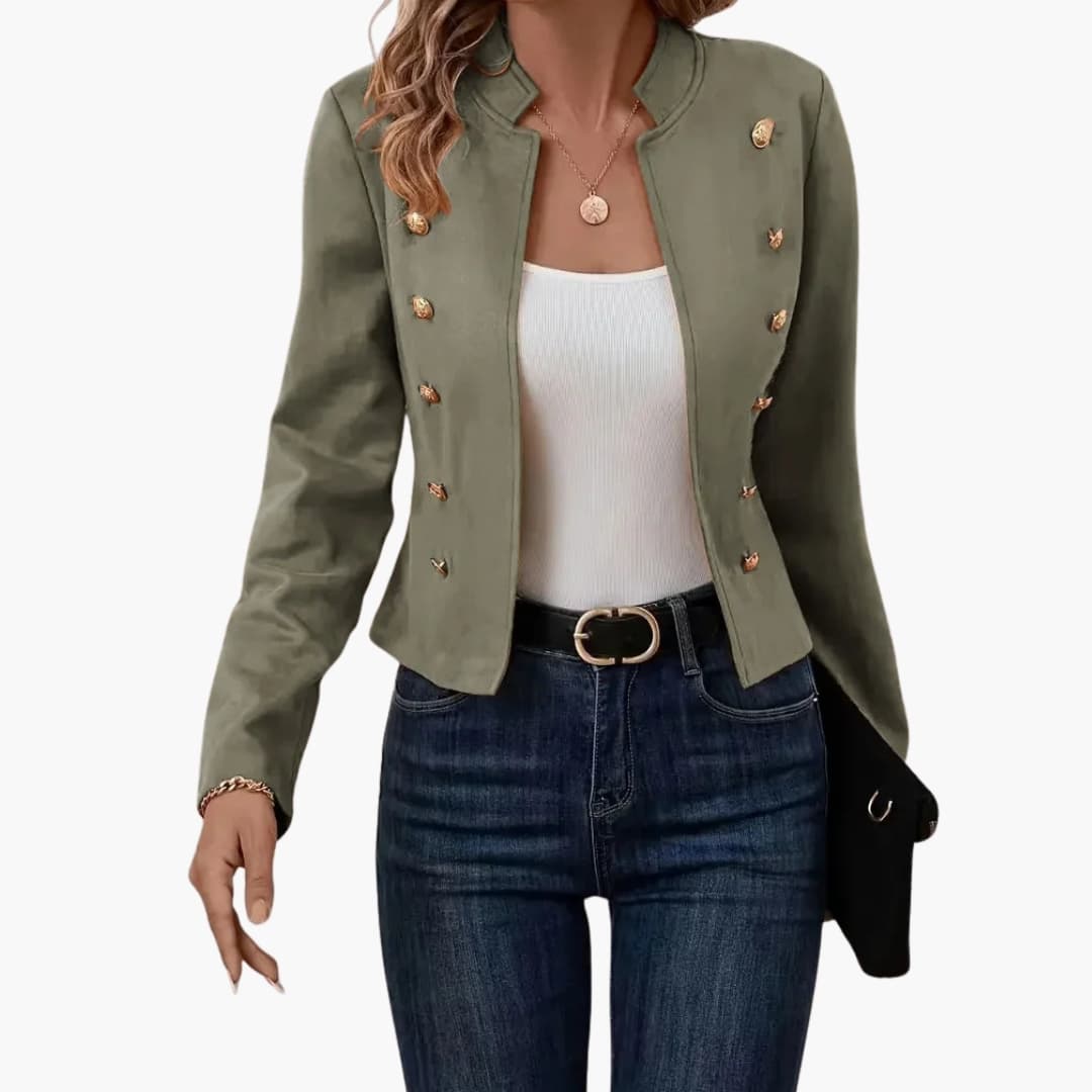 Blazer femme avec col droit et détails de boutons