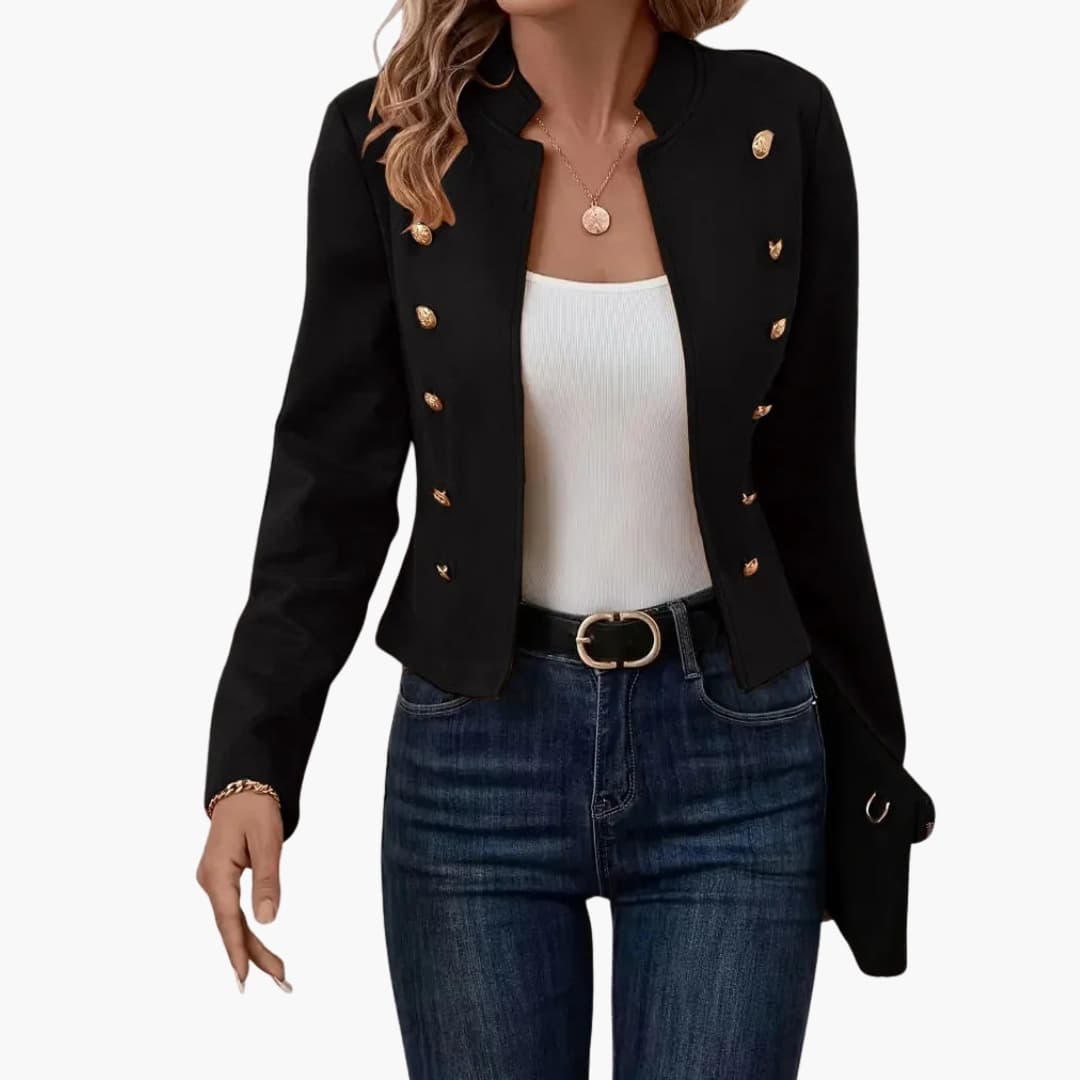 Blazer femme avec col droit et détails de boutons